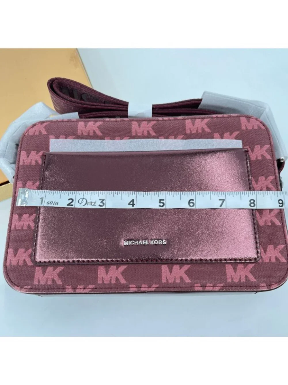 Michael Kors Maeve East West Crossbody Mulberry Coated Canvas Card Case Gift Box